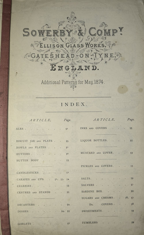 Sowerby Glass Pattern Book- 1874 additional patterns