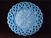 Henry Greener glass dark blue plate with grape design