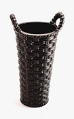 Sowerby glass jet black, tall, 2 handled, basket weave posy