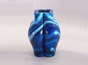 Sowerby glass dark blue malachite, small blown vase