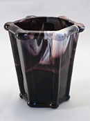 Sowerby glass purple malachite, six sided vase