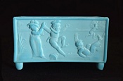 Sowerby glass turquoise blue, nursery rhyme, Skaters, side 2