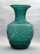 Sowerby glass translucent green vase, unusual colour, this vase is usually seen in jet black