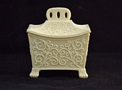 Sowerby glass ivory Queensware, miniature tea caddy in Japanese style