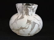 Sowerby glass ribbed clear glass vase with white marbling