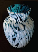 Sowerby glass translucent blue vase with white marbling