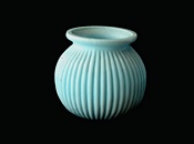 Sowerby glass turquoise blue, ribbed posy
