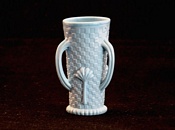Sowerby turquoise blue, small 3-handled vase