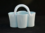 Sowerby glass turquoise blue, 2 handled posy