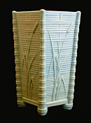Sowerby glass turquoise blue, bamboo vase with bullrushes