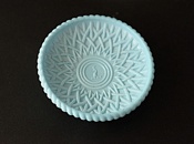 Sowerby glass turquoise blue, 3 footed pin tray