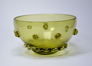 Sowerby green wrythen bowl with prunts