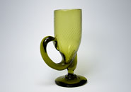 Sowerby green wrythen handled goblet